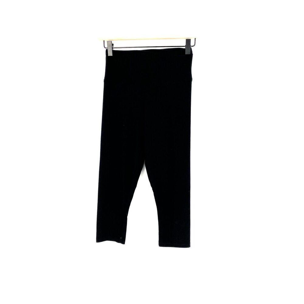 Sympli Pants Size 2 Womens Black Pull On High Waist Capri Crop Stretch Jersey